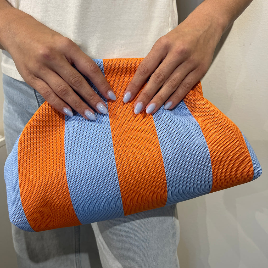 Bolso rayas naranja-celeste