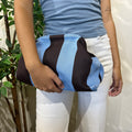 Bolso rayas celeste-marrón