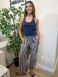 Pantalón bombacho rayas azul