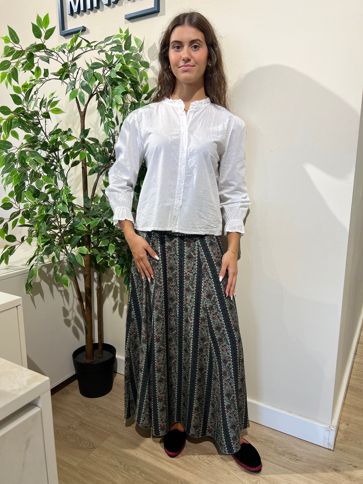 Falda estampada verde