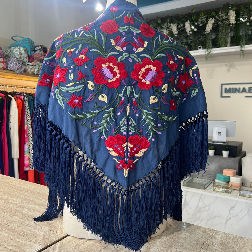 Mantón Solera azul azafata