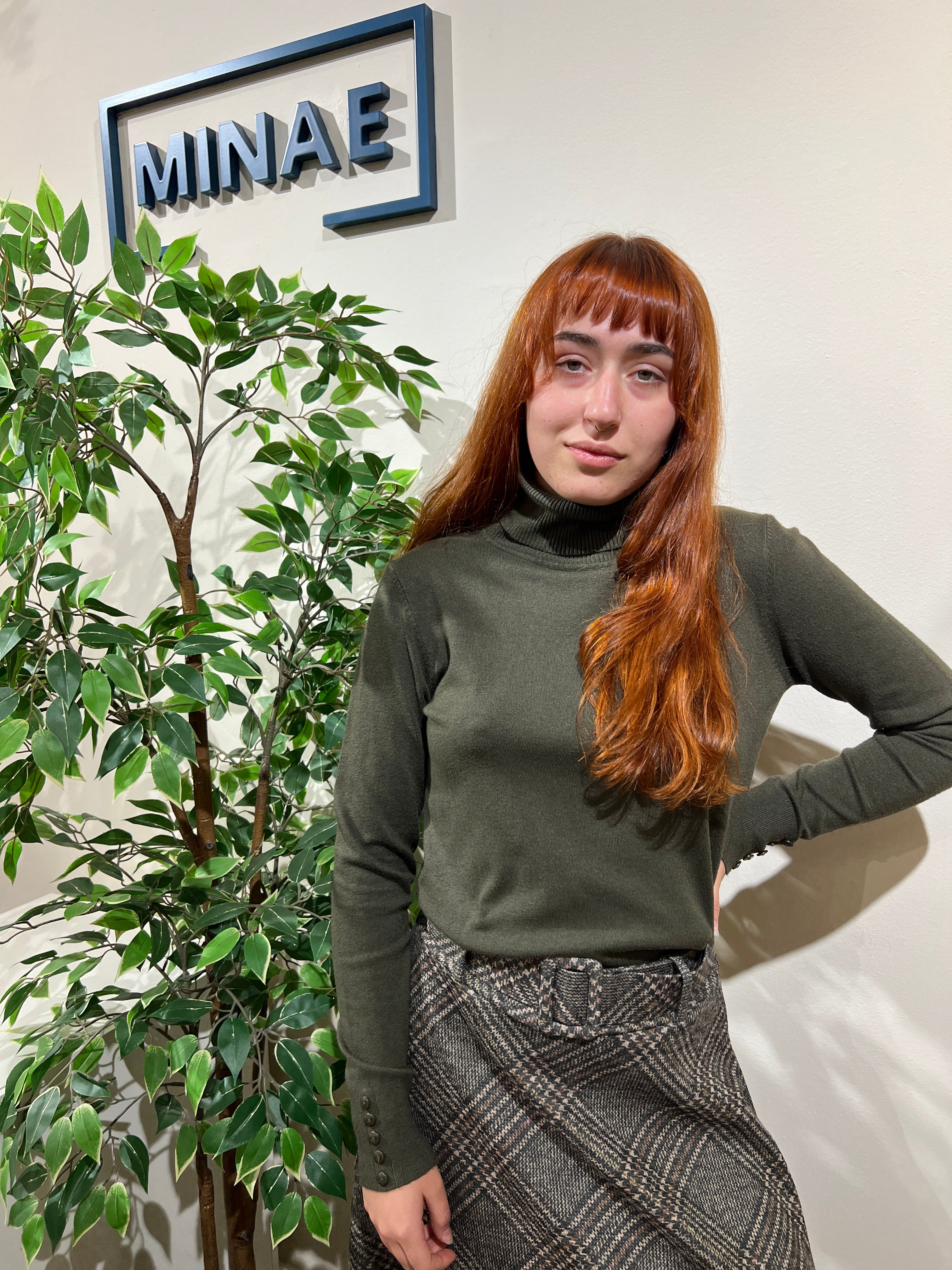 Jersey cuello vuelto caqui