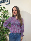 Blusa Marta morada y celeste