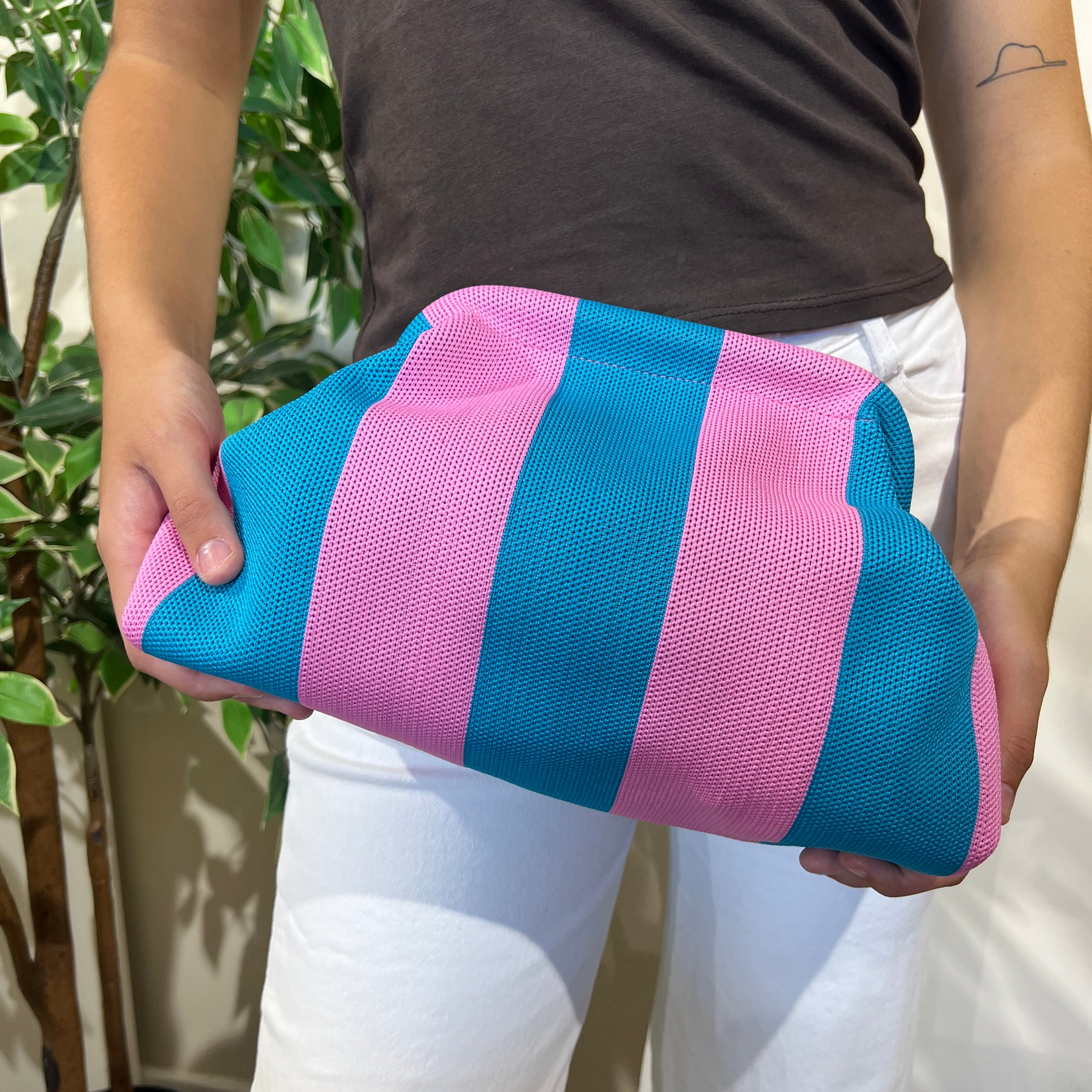 Bolso rayas rosa-azul