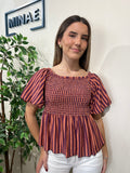 Blusa rayas morada-naranja