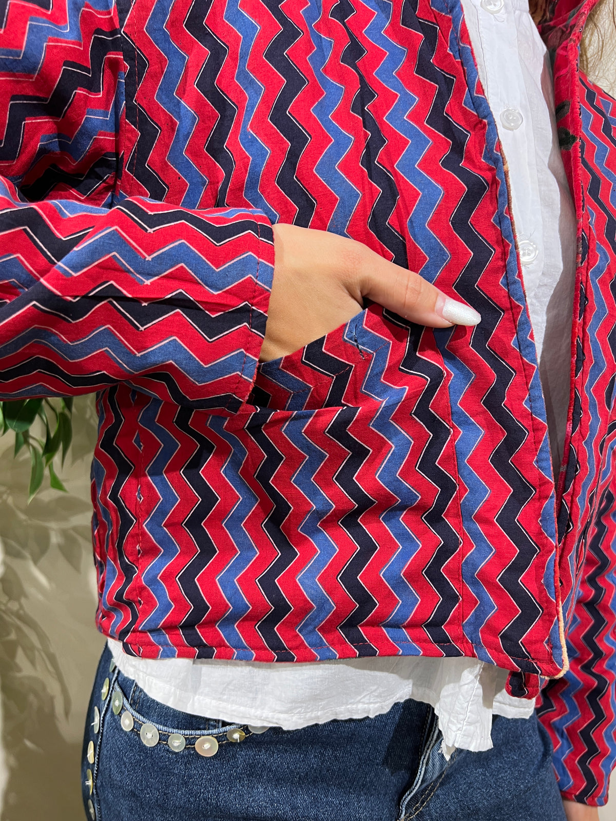Chaqueta reversible Priyanka roja