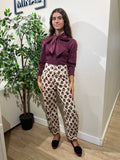 Pantalón bombacho estampado beige
