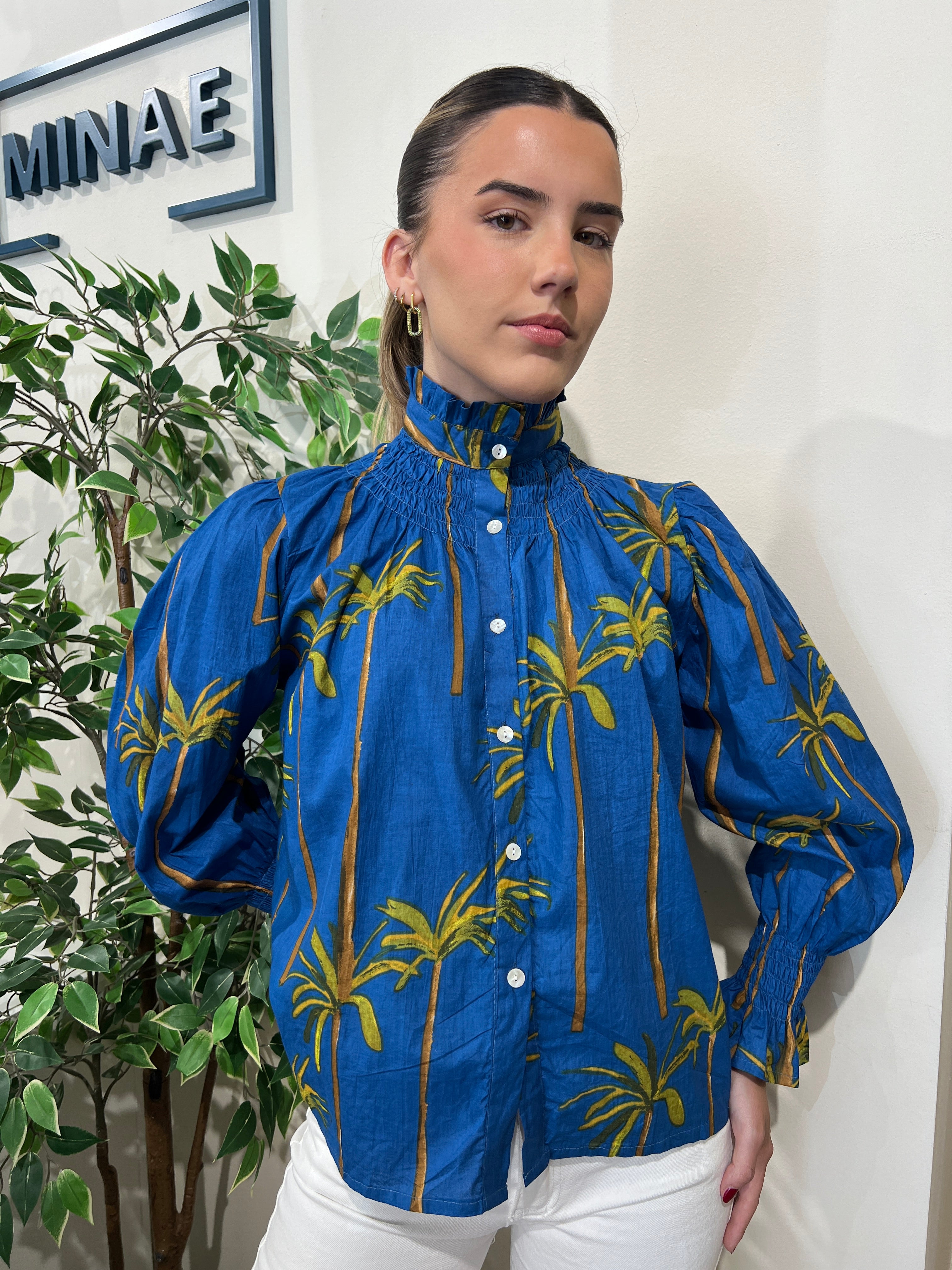 Blusa algodón azul