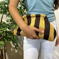 Bolso rayas amarillo-marrón