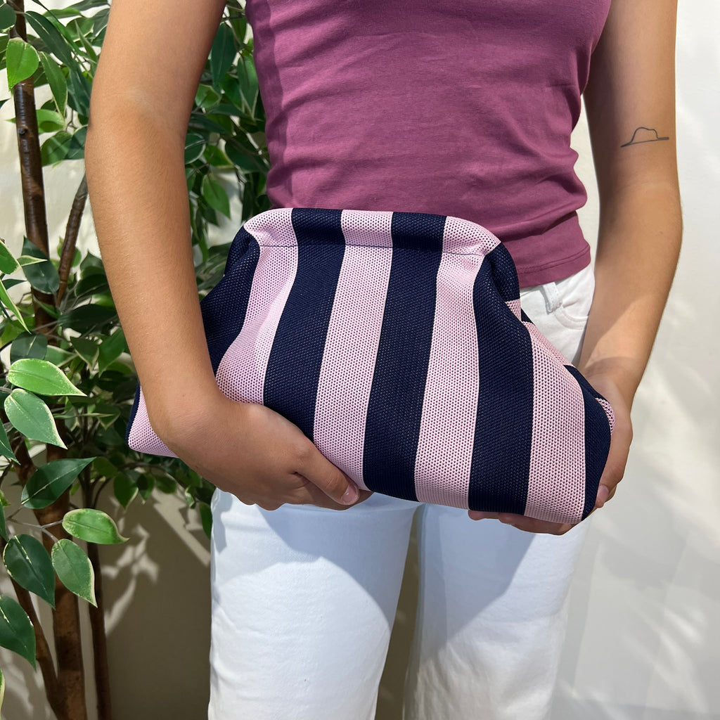 Bolso rayas azul marino-rosa claro
