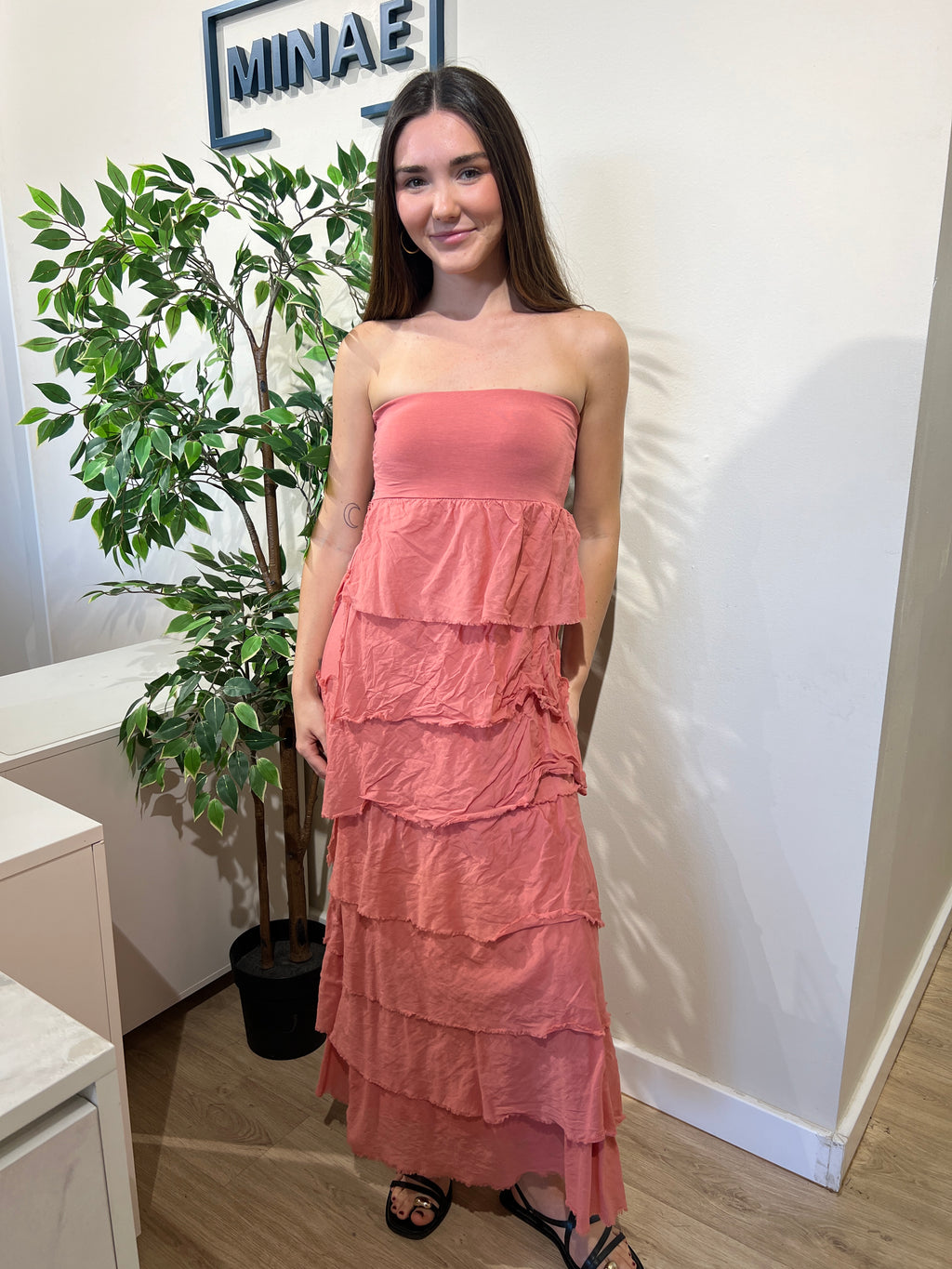 Falda volantes coral