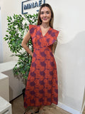 Vestido Eira naranja y morado