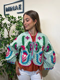 Chaqueta bordada menta modelo 2