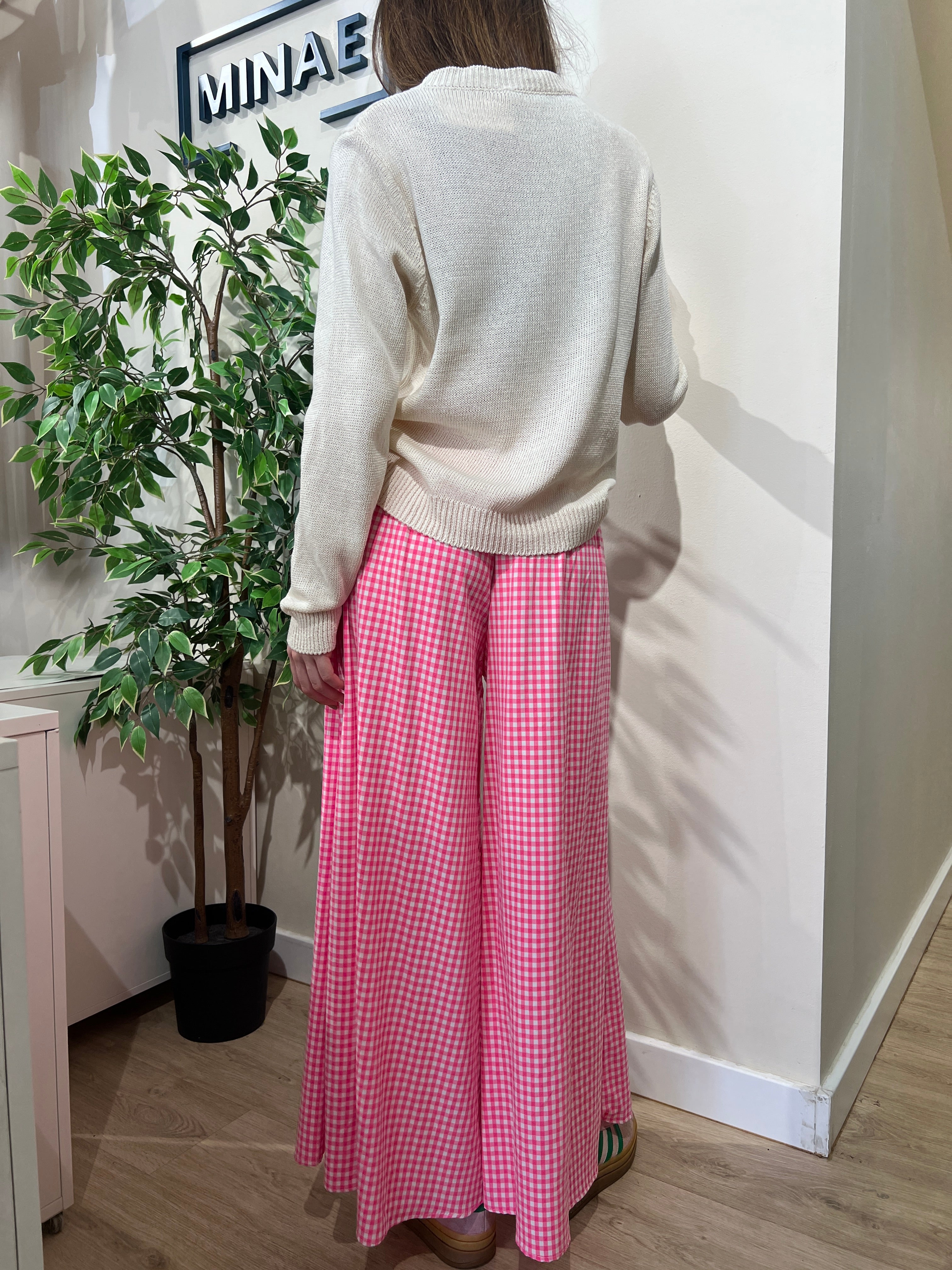 Pantalón vichy rosa