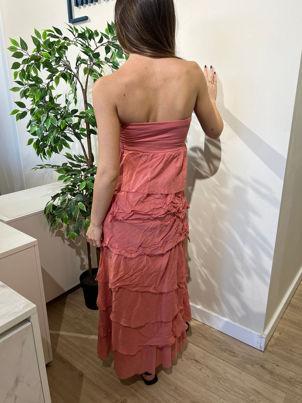 Falda volantes coral