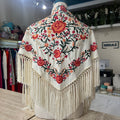 Mantón Candela beige con coral