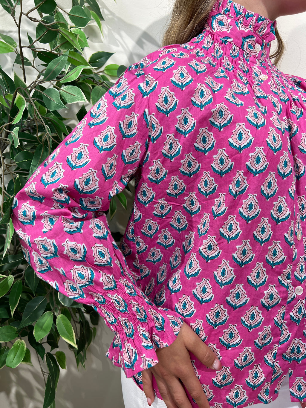 Blusa algodón fucsia