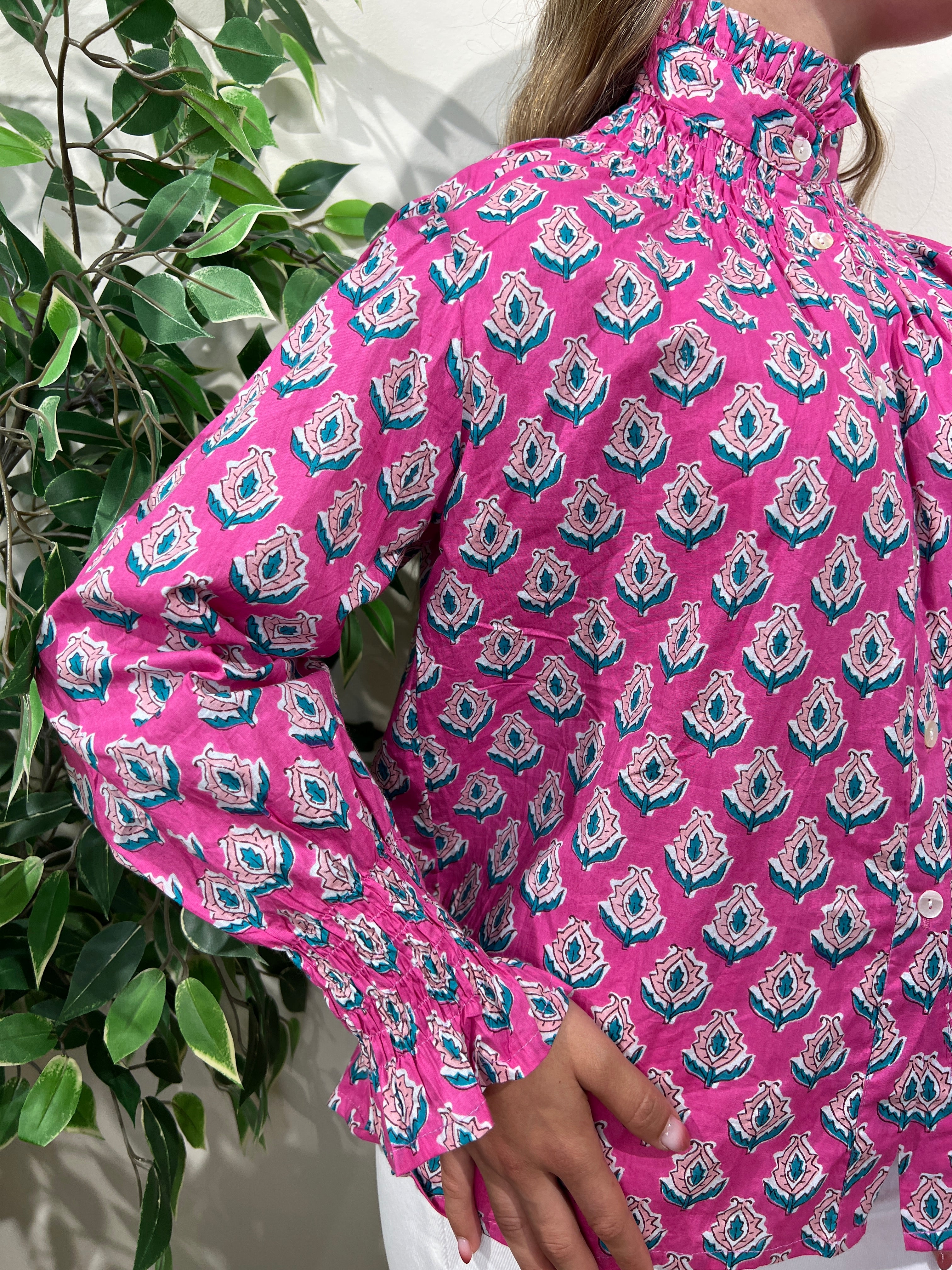 Blusa algodón fucsia