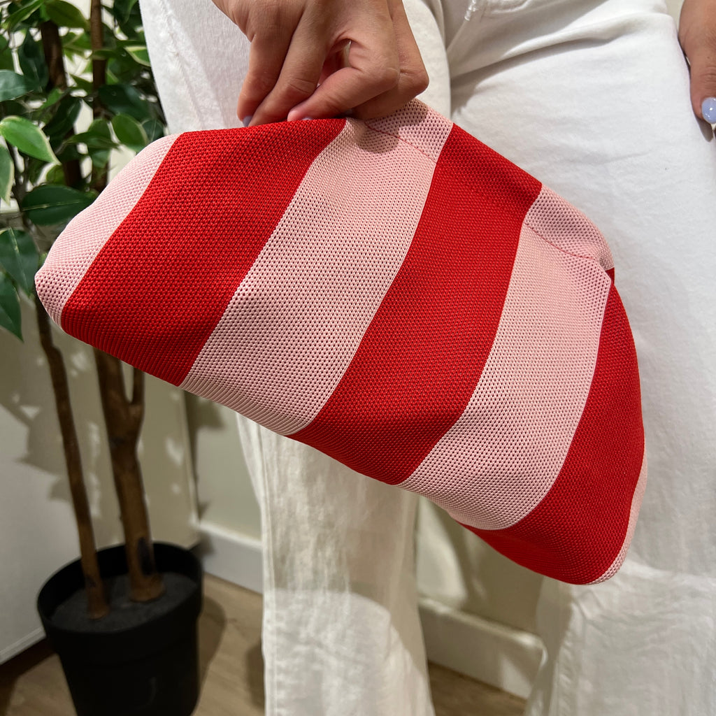 Bolso rayas rojo-rosa