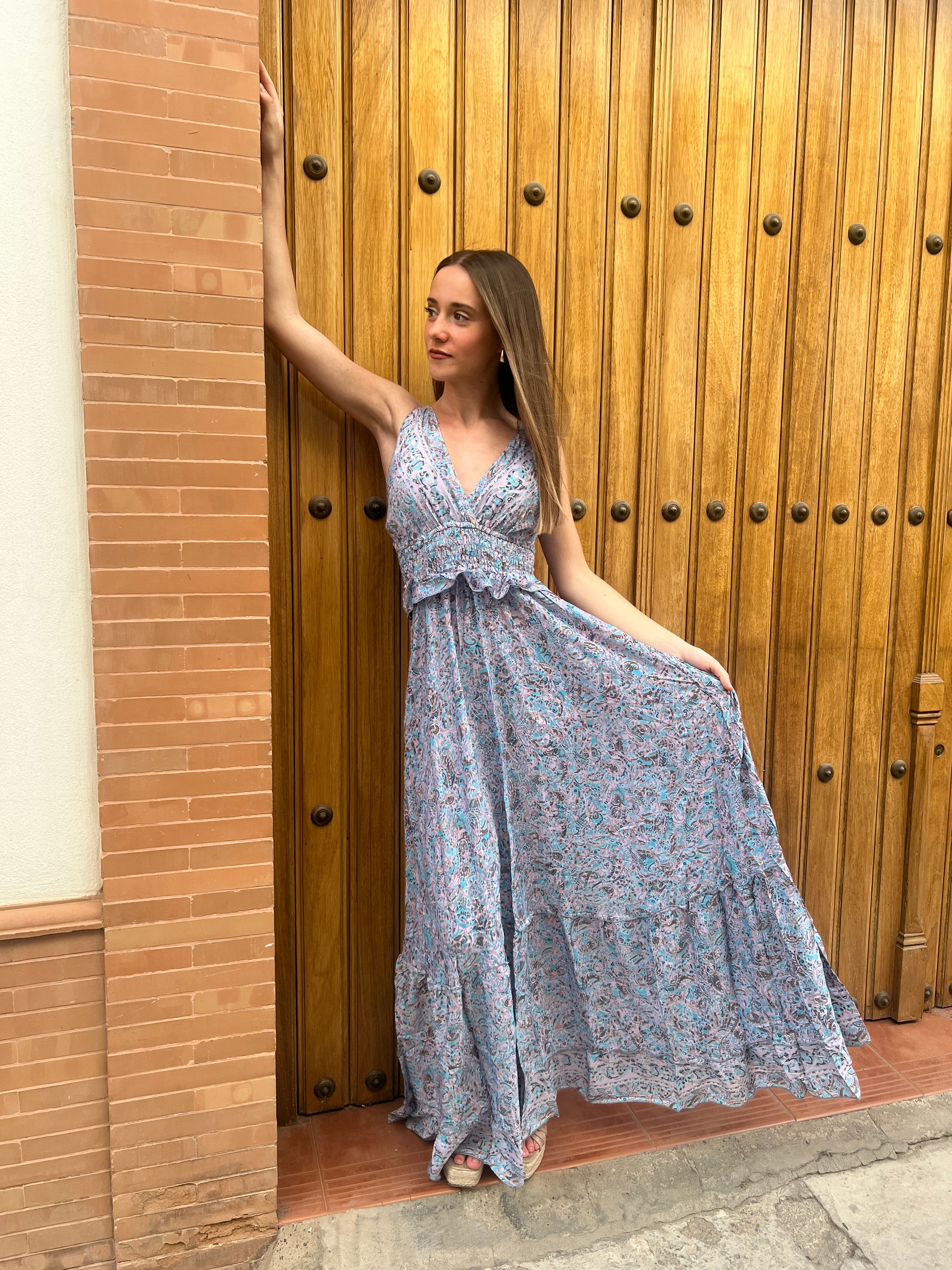 Asha light blue and lilac dress