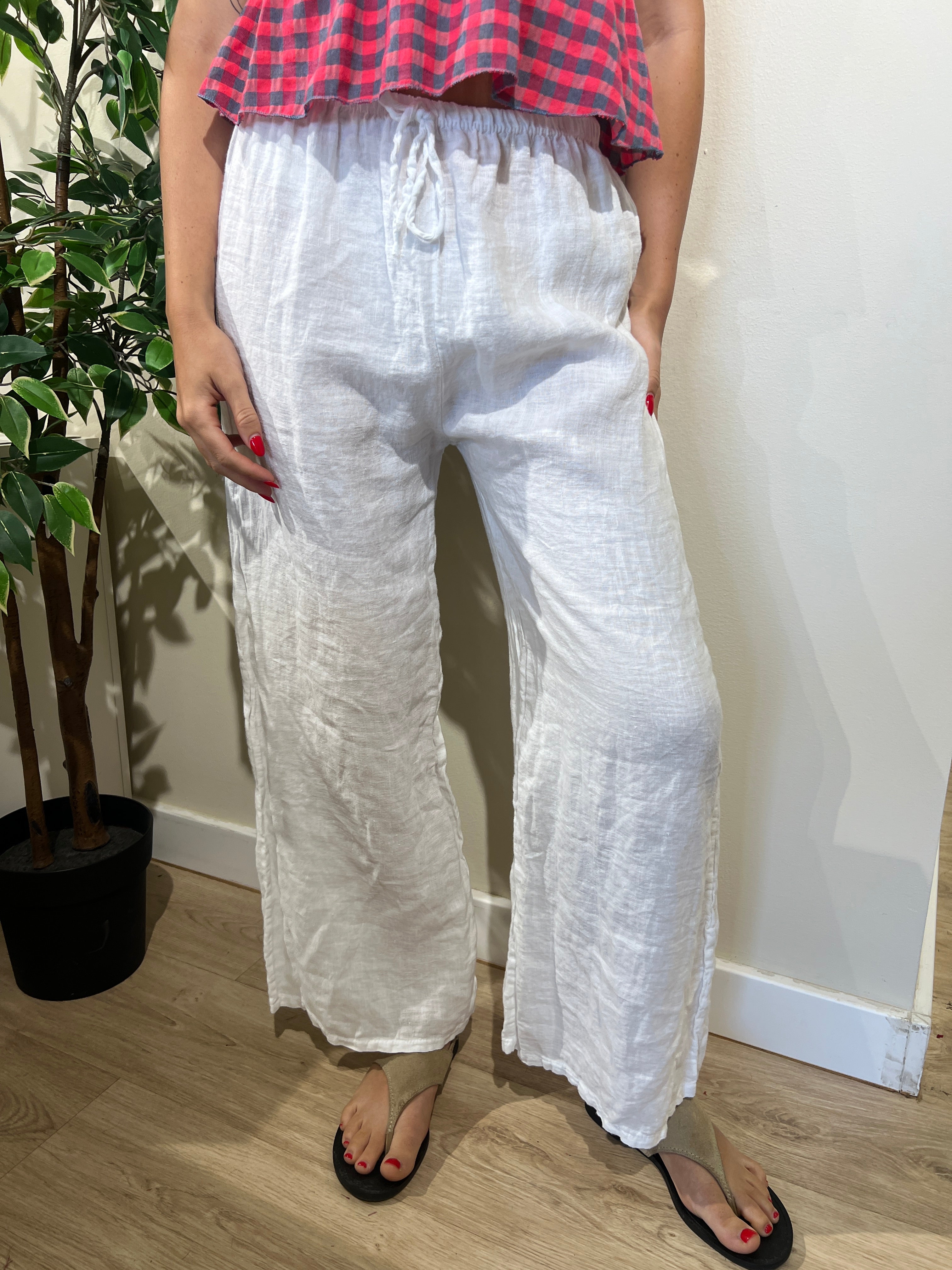 Pantalón lino blanco