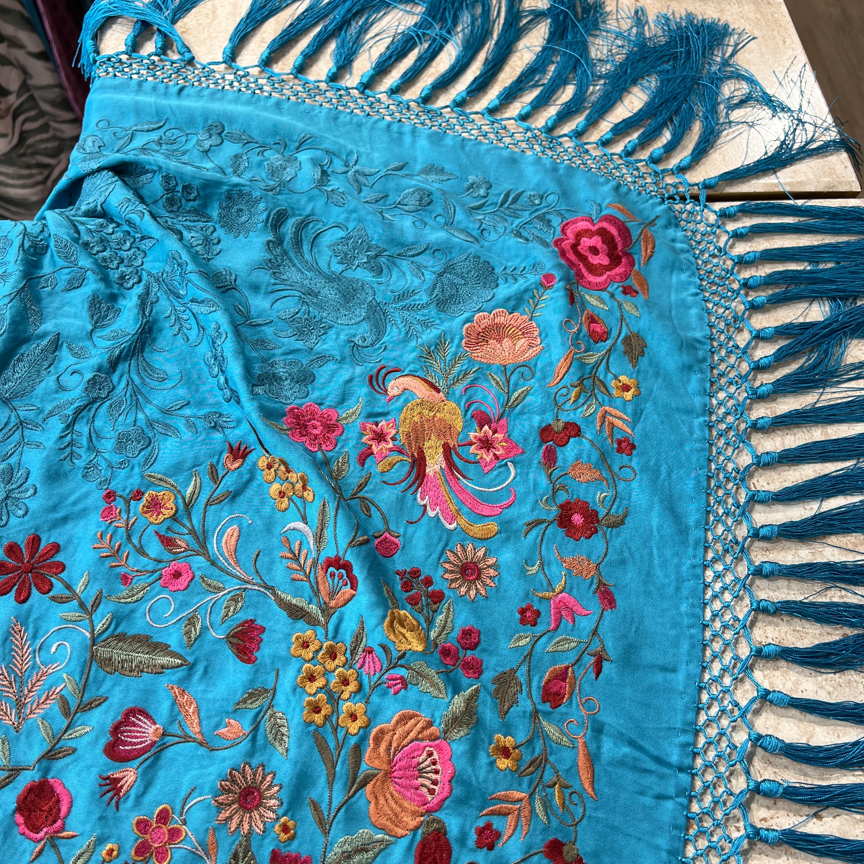 Mantón espejo turquesa