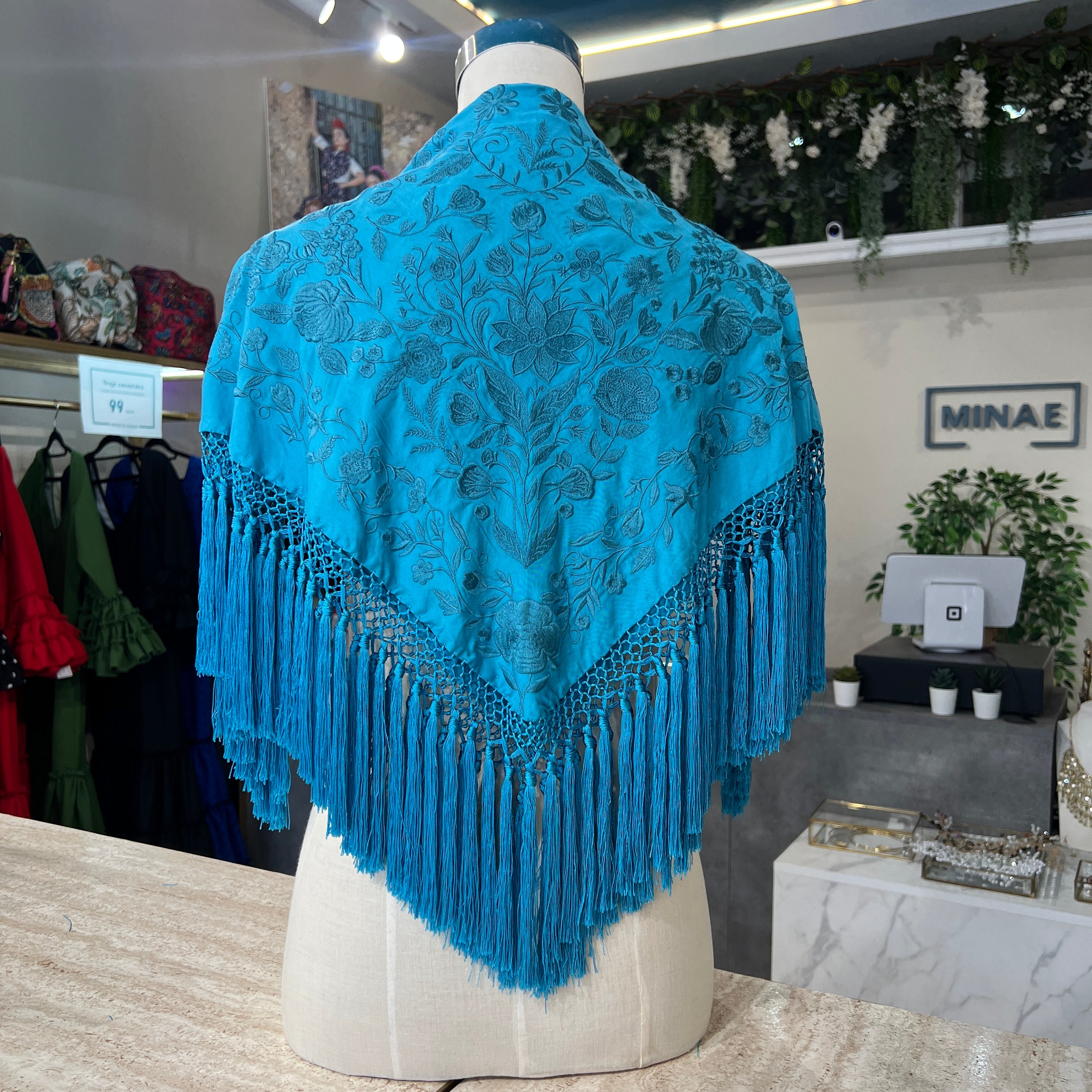 Mantón espejo turquesa