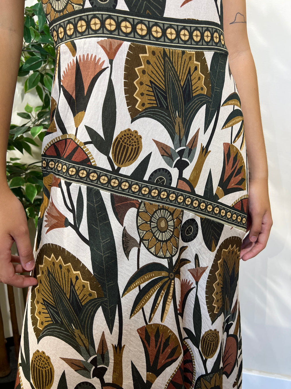 Vestido Anita beige con verde