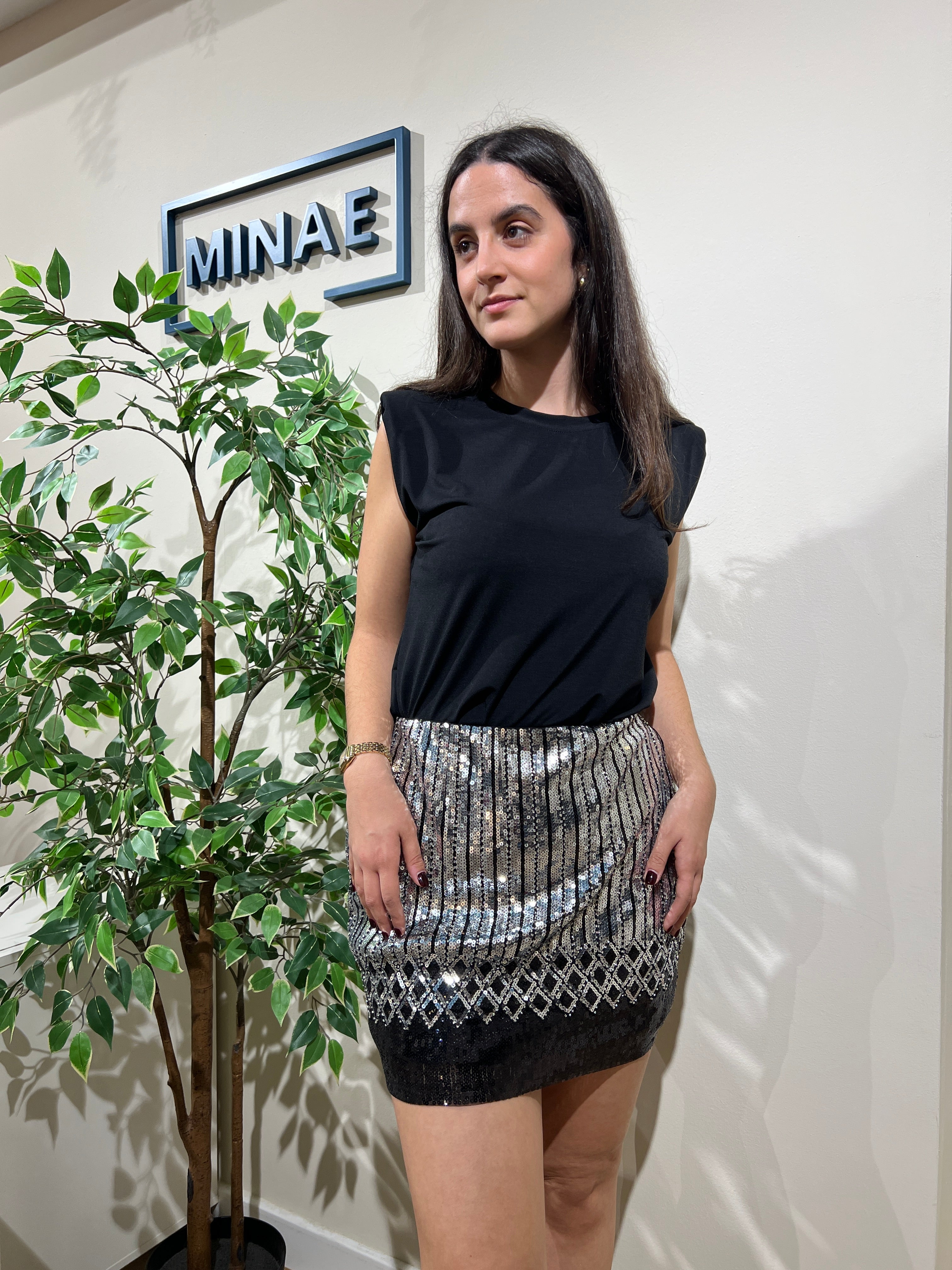 Falda lentejuelas plateada