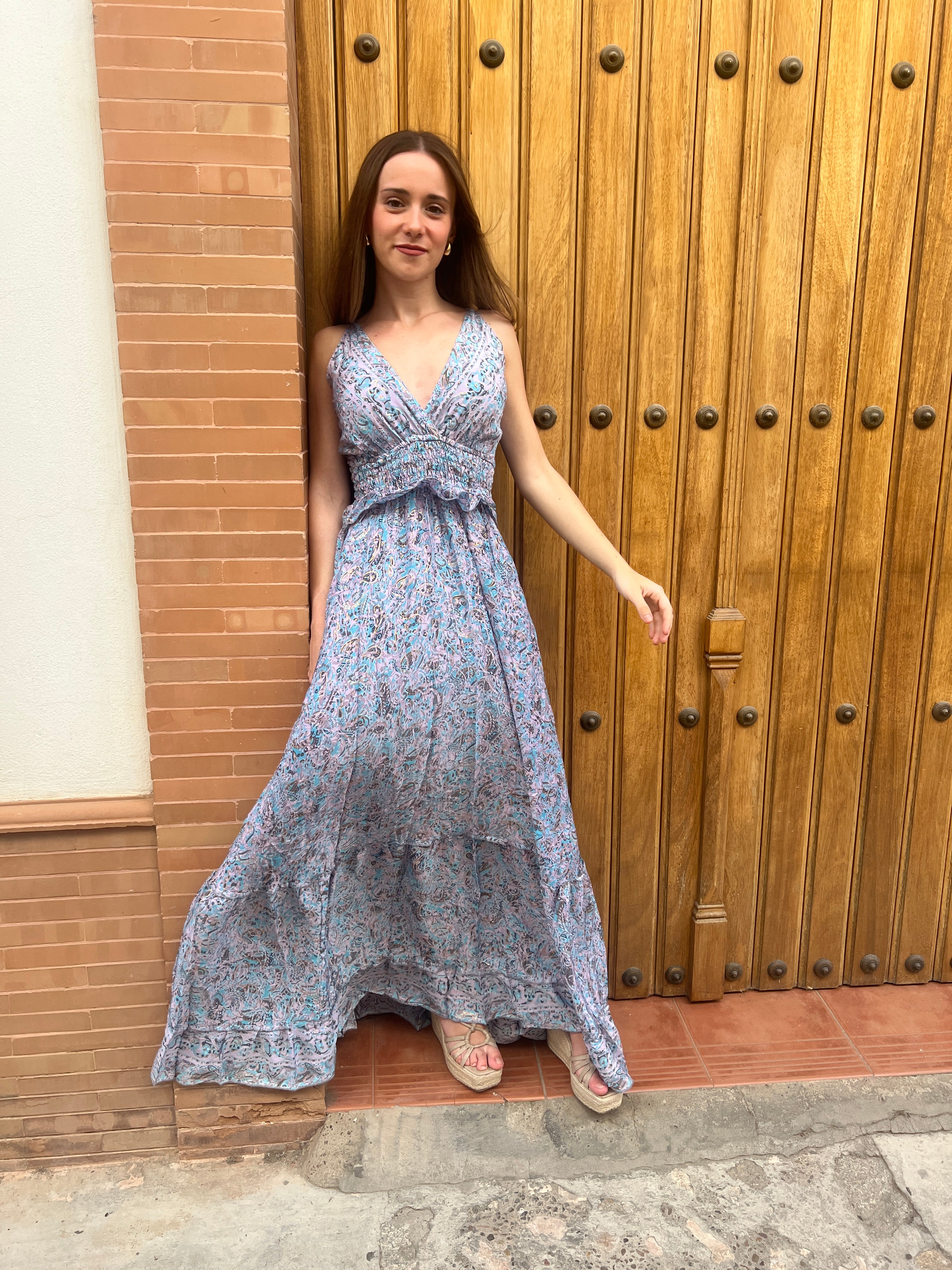 Asha light blue and lilac dress