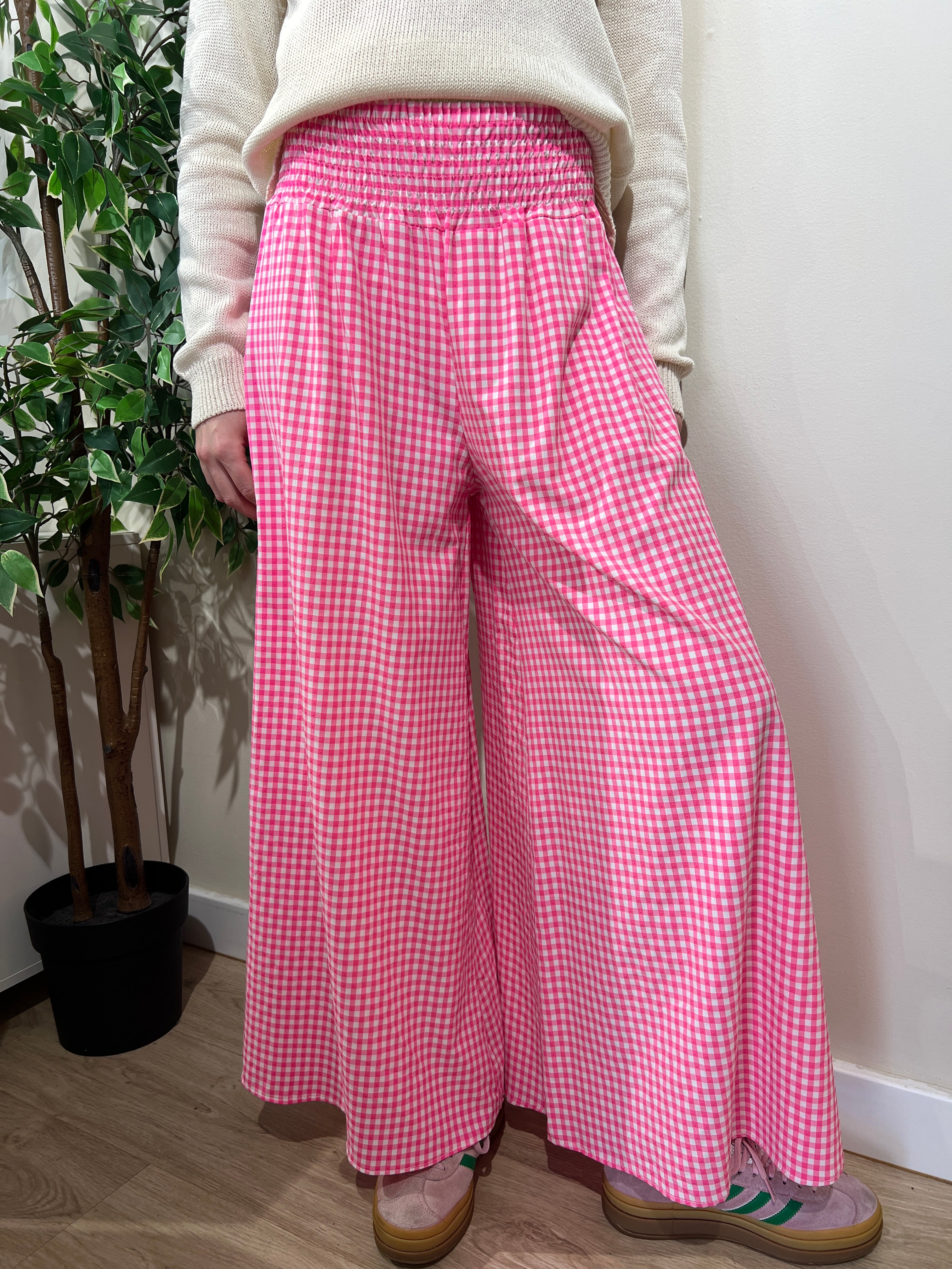 Pantalón vichy rosa