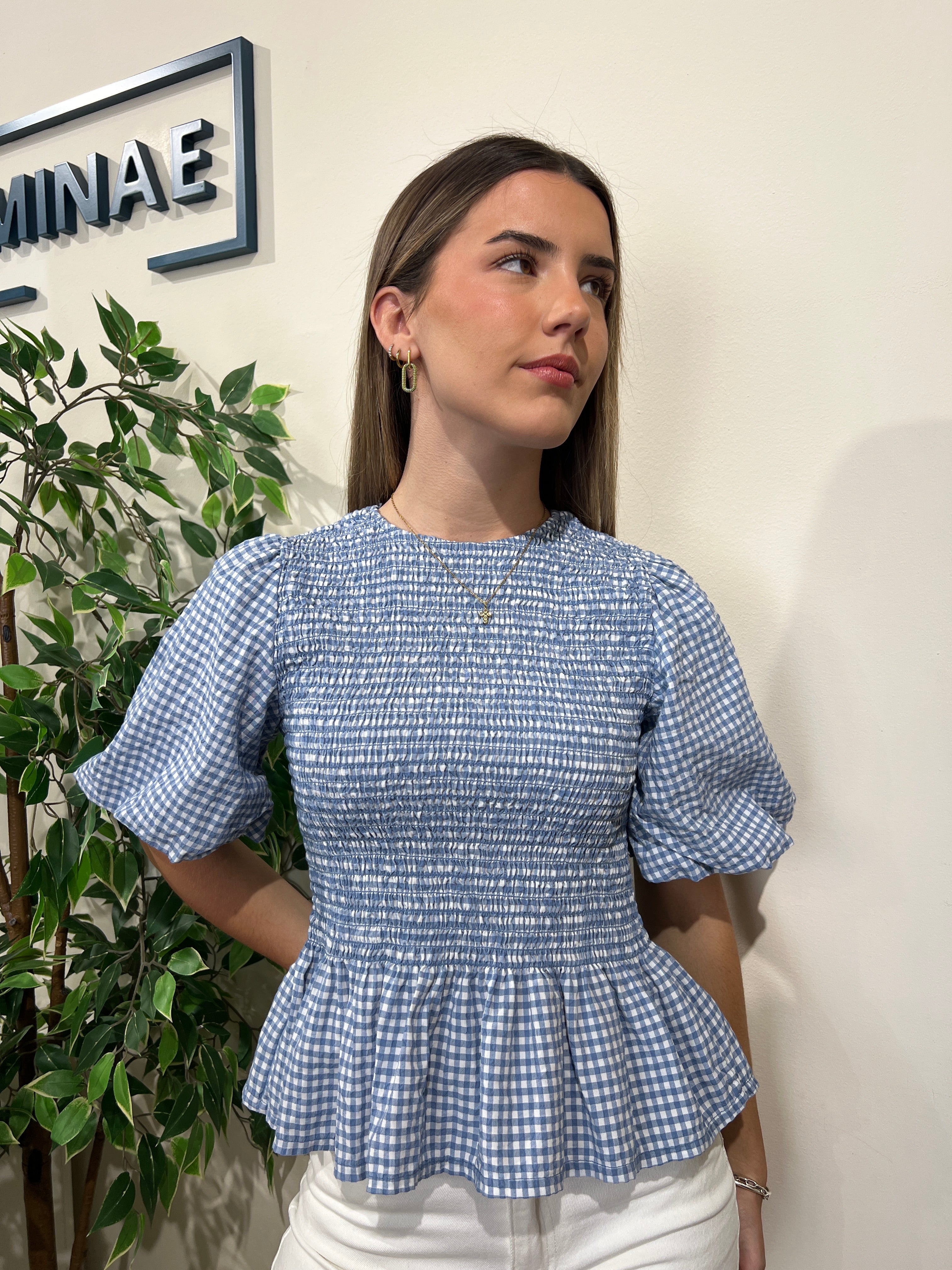 Blusa vichy azul