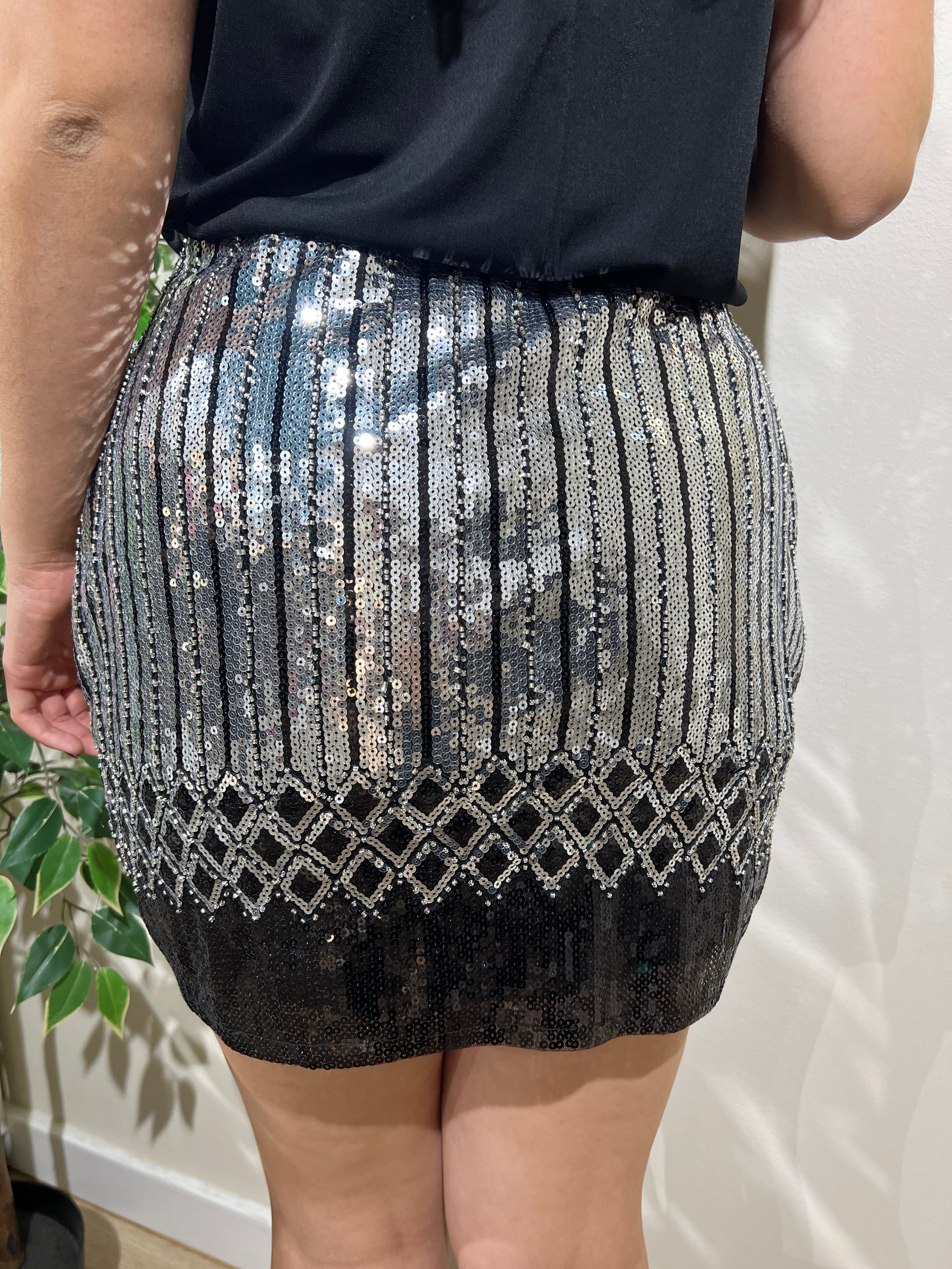 Falda lentejuelas plateada