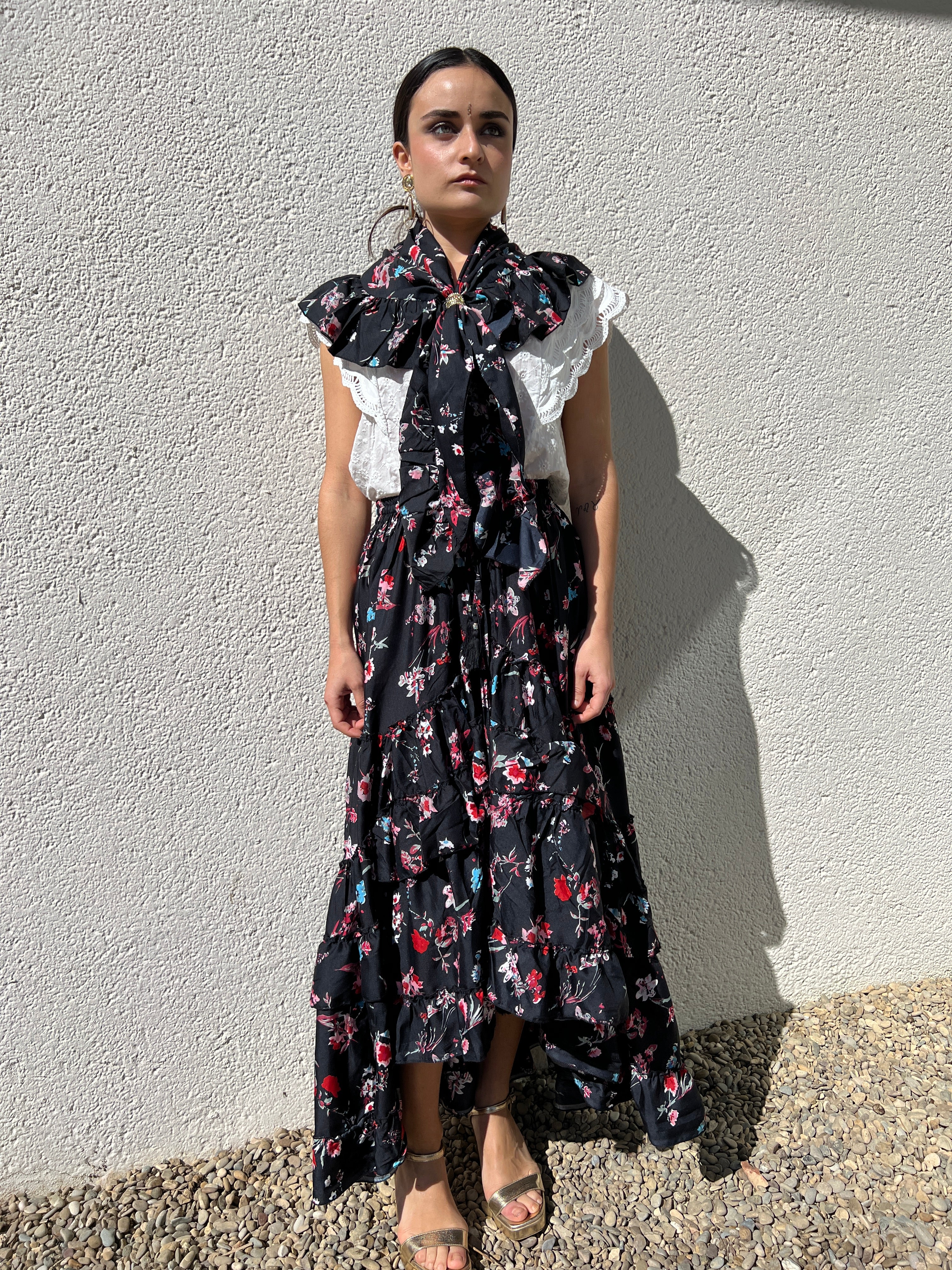 Conjunto Rocío negro con rojo