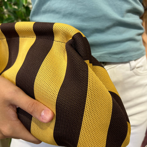Bolso rayas amarillo-marrón