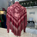 Mantón bicolor granate y rosa