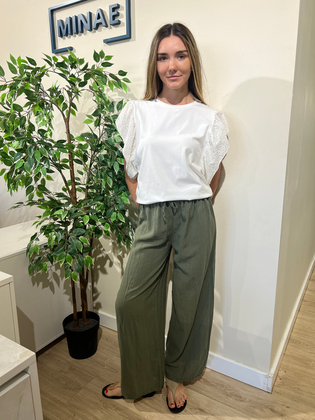 Pantalón algodón caqui