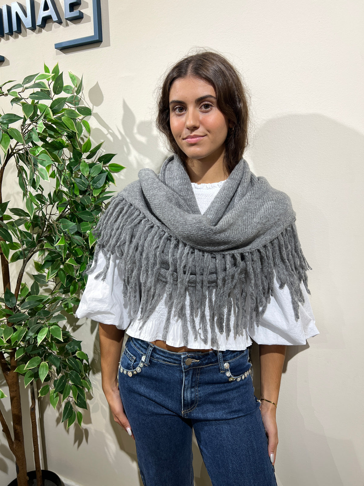 Capa flecos gris