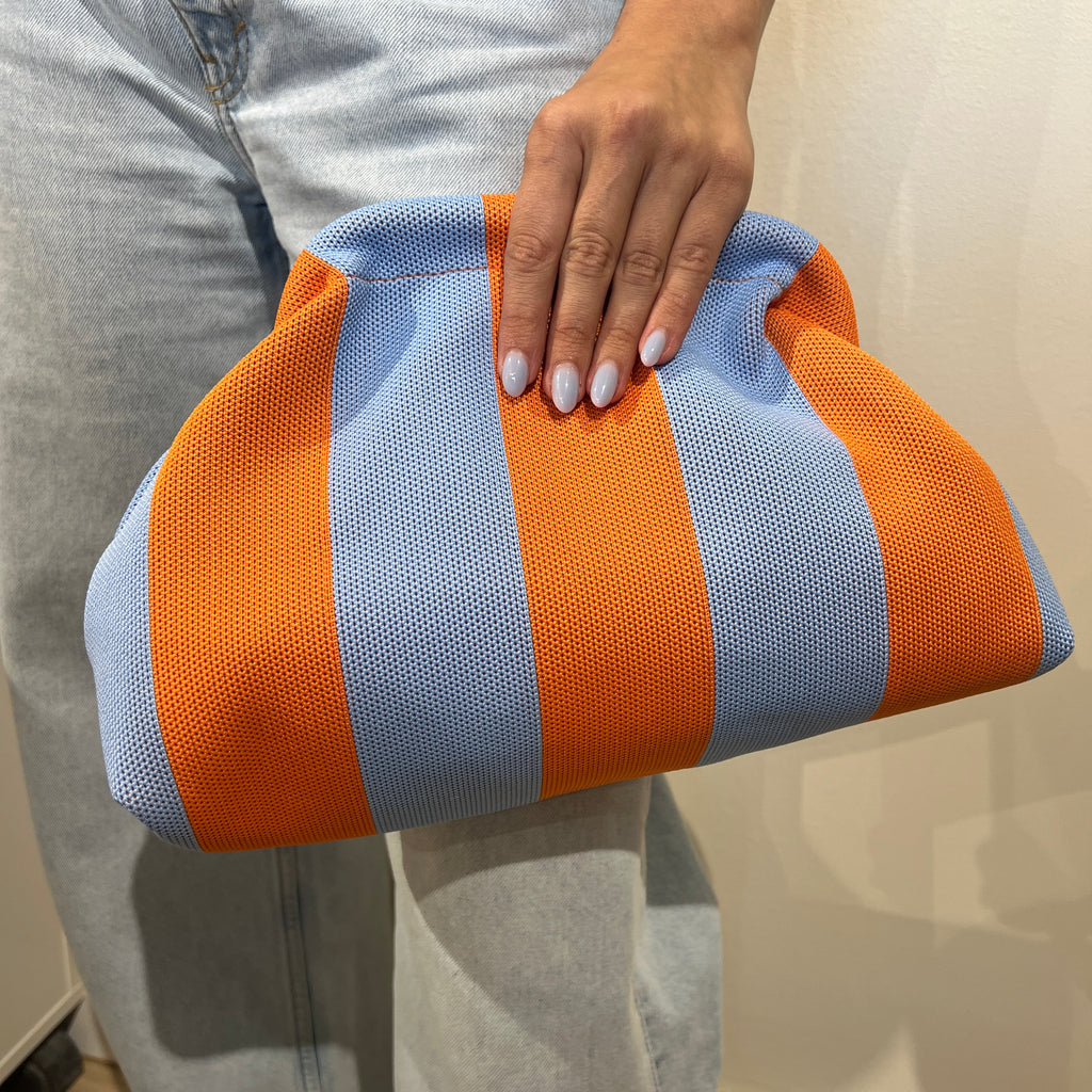 Bolso rayas naranja-celeste