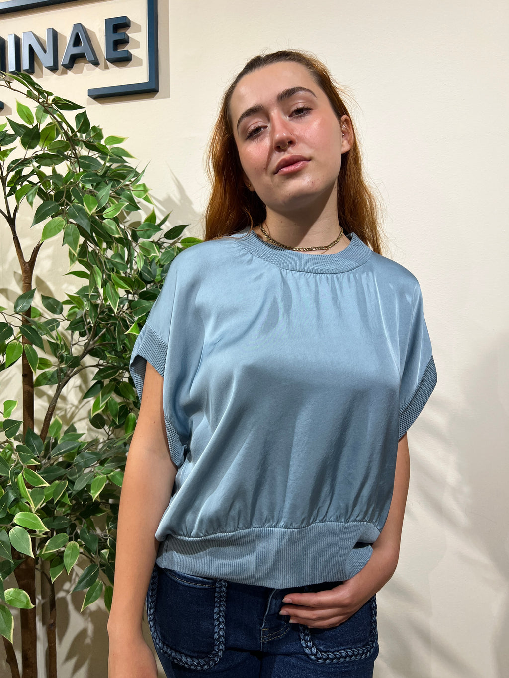 Jersey satinado azul