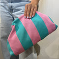 Bolso rayas verde agua-rosa