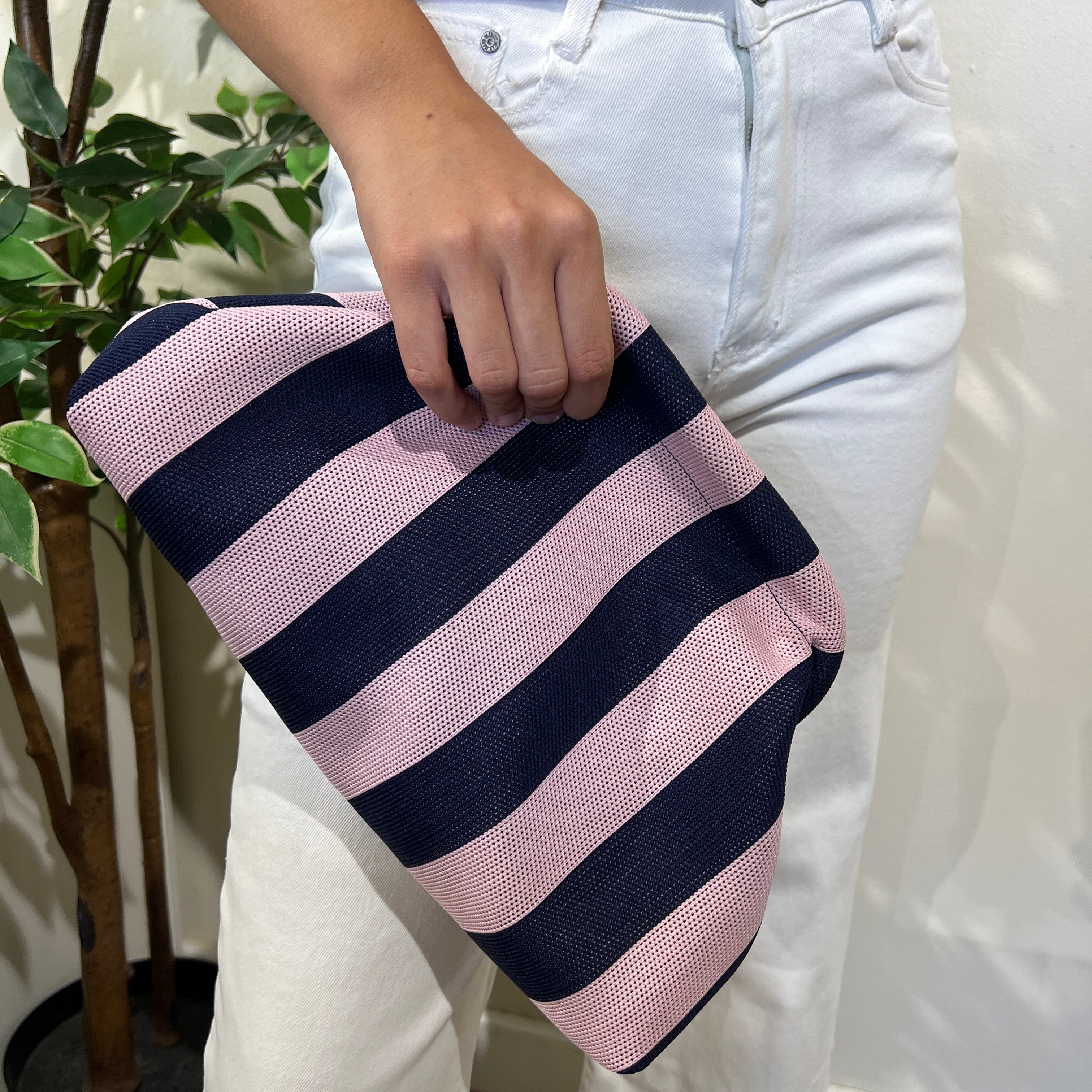 Bolso rayas azul marino-rosa claro