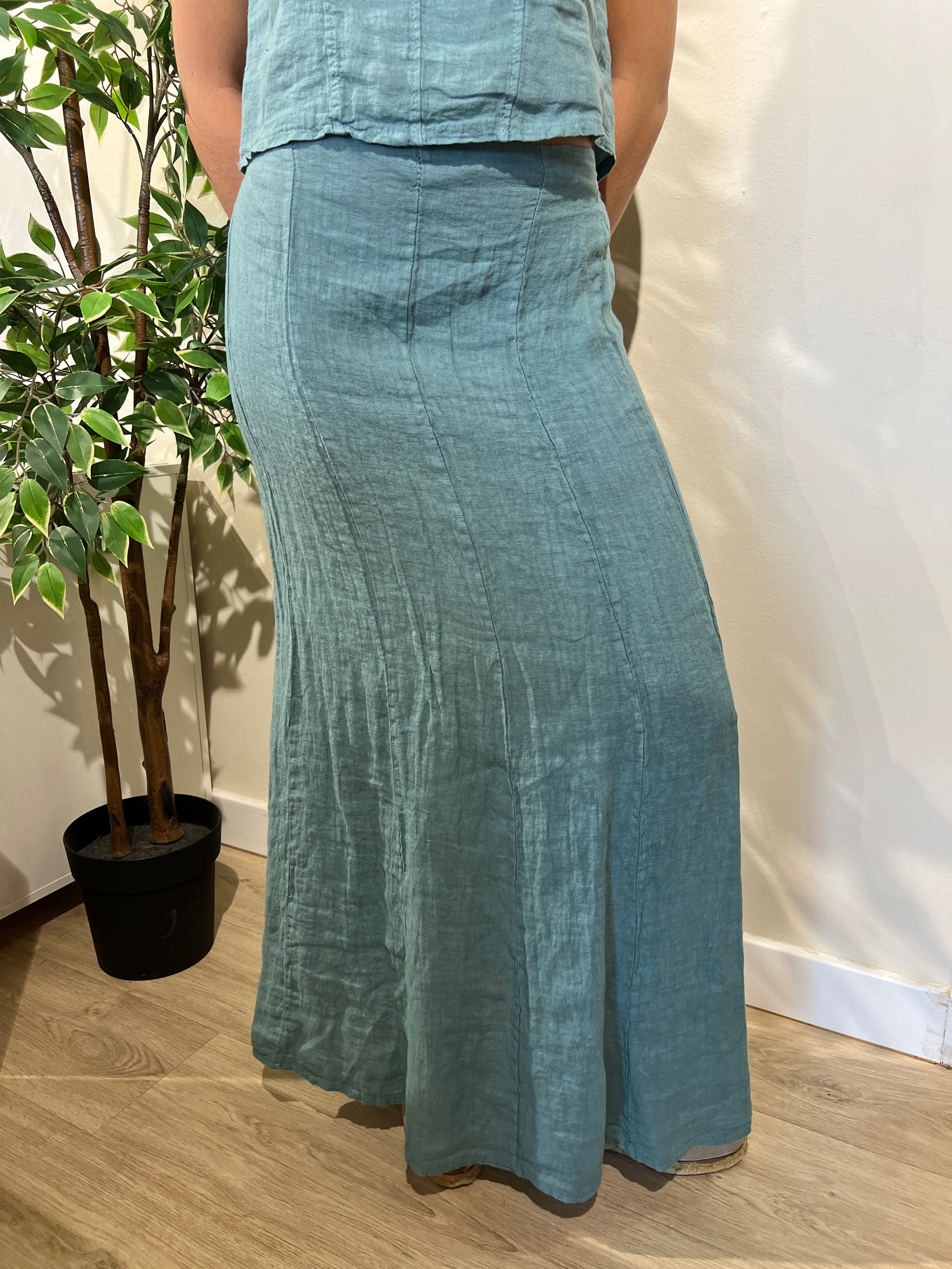 Conjunto de falda lino azul