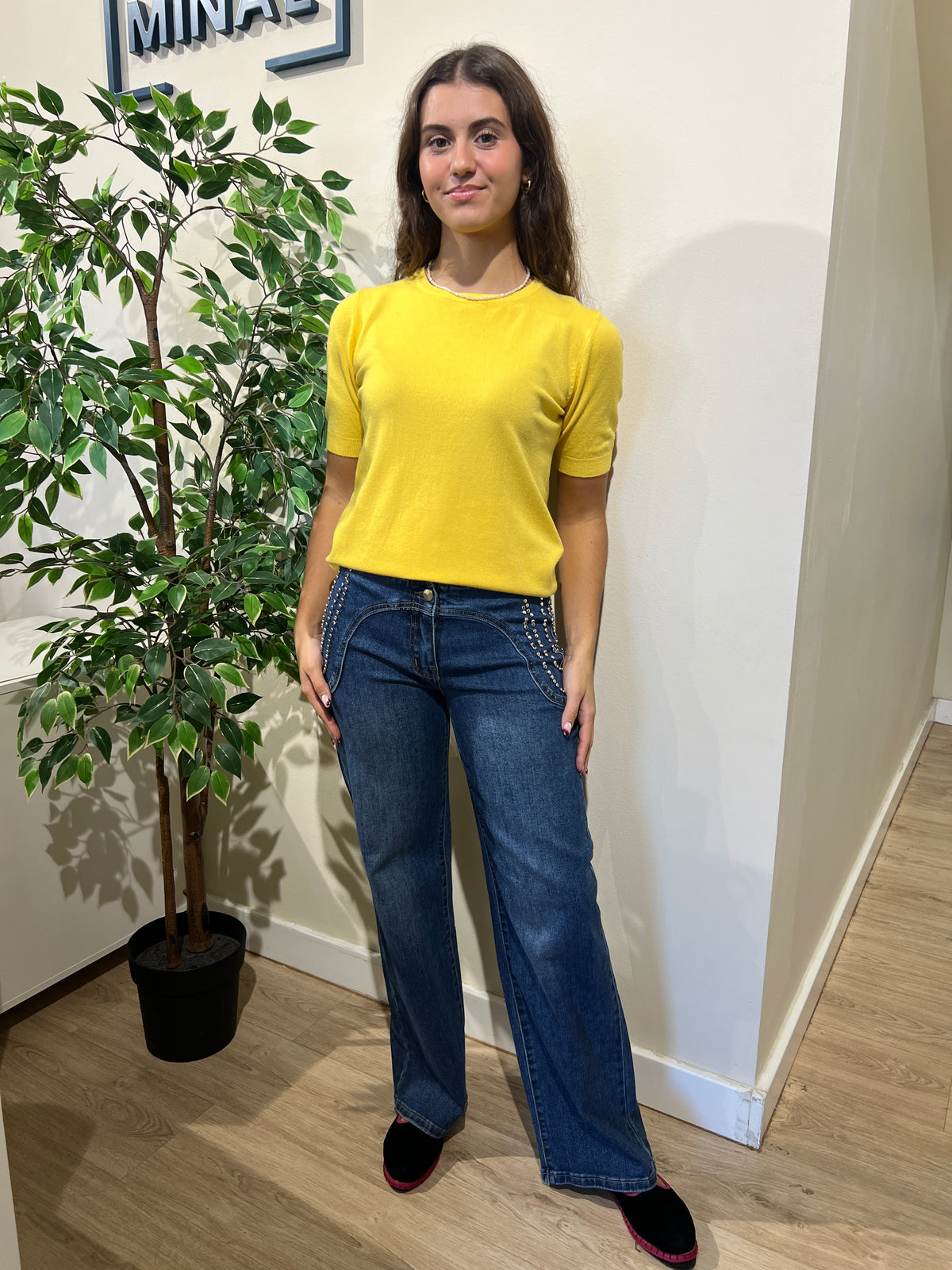 Vaquero denim tachuelas