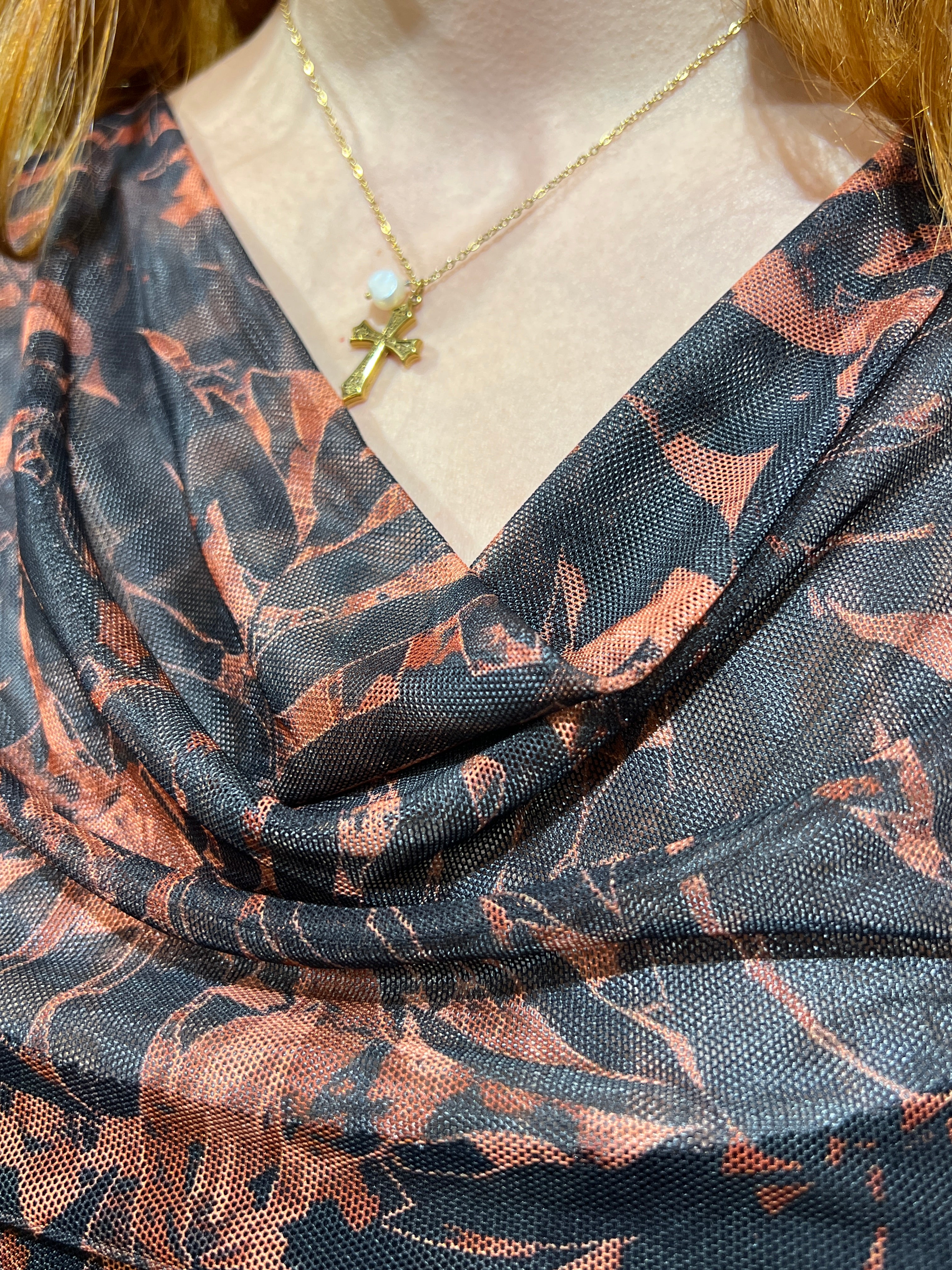 Vestido Alina negro y naranja