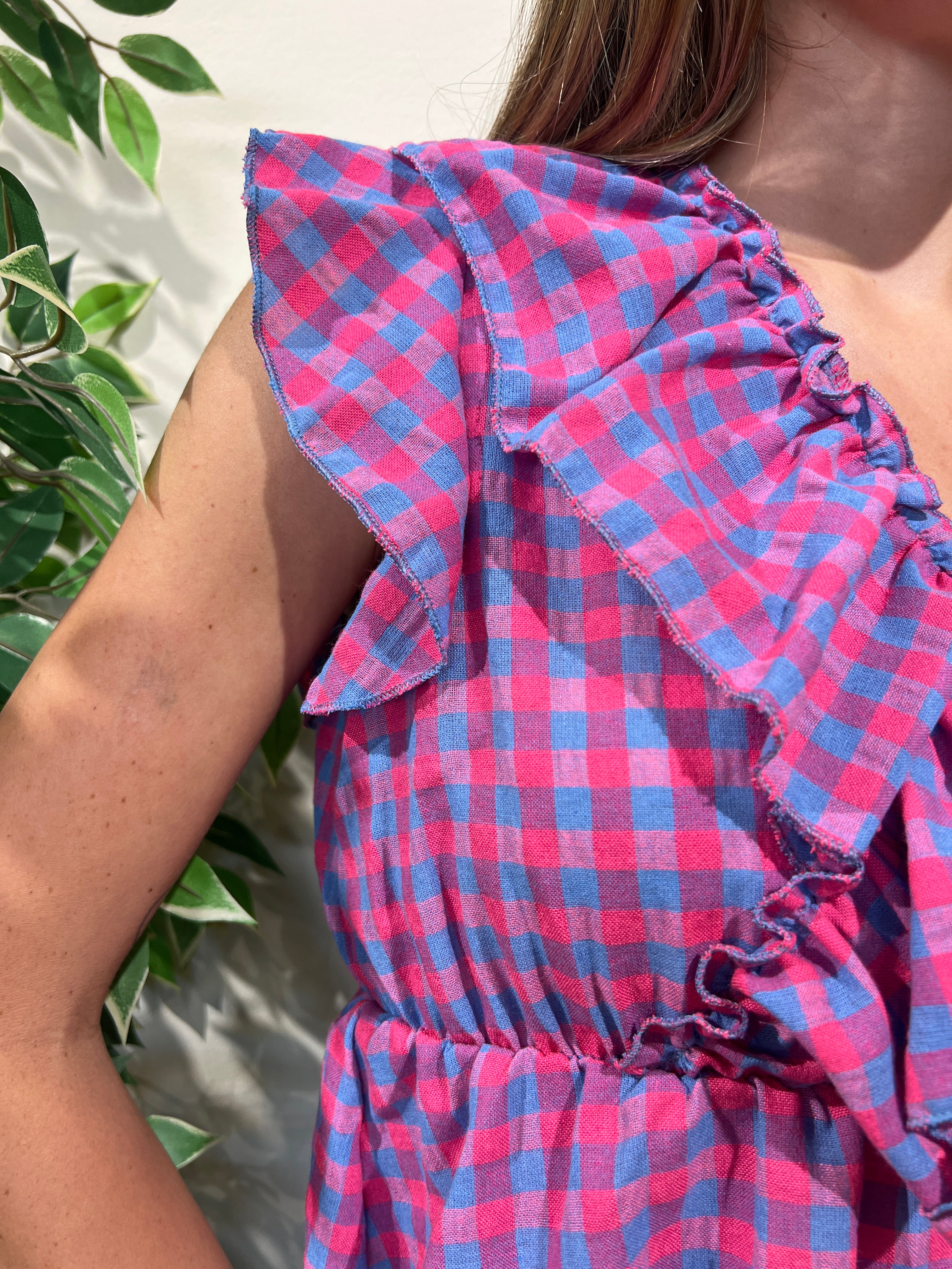 Blusa Mallorca fucsia-azul