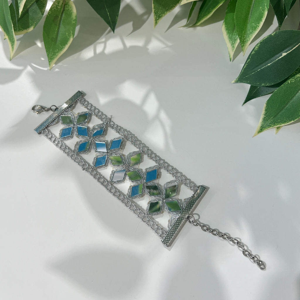 Pulsera cristales plateada