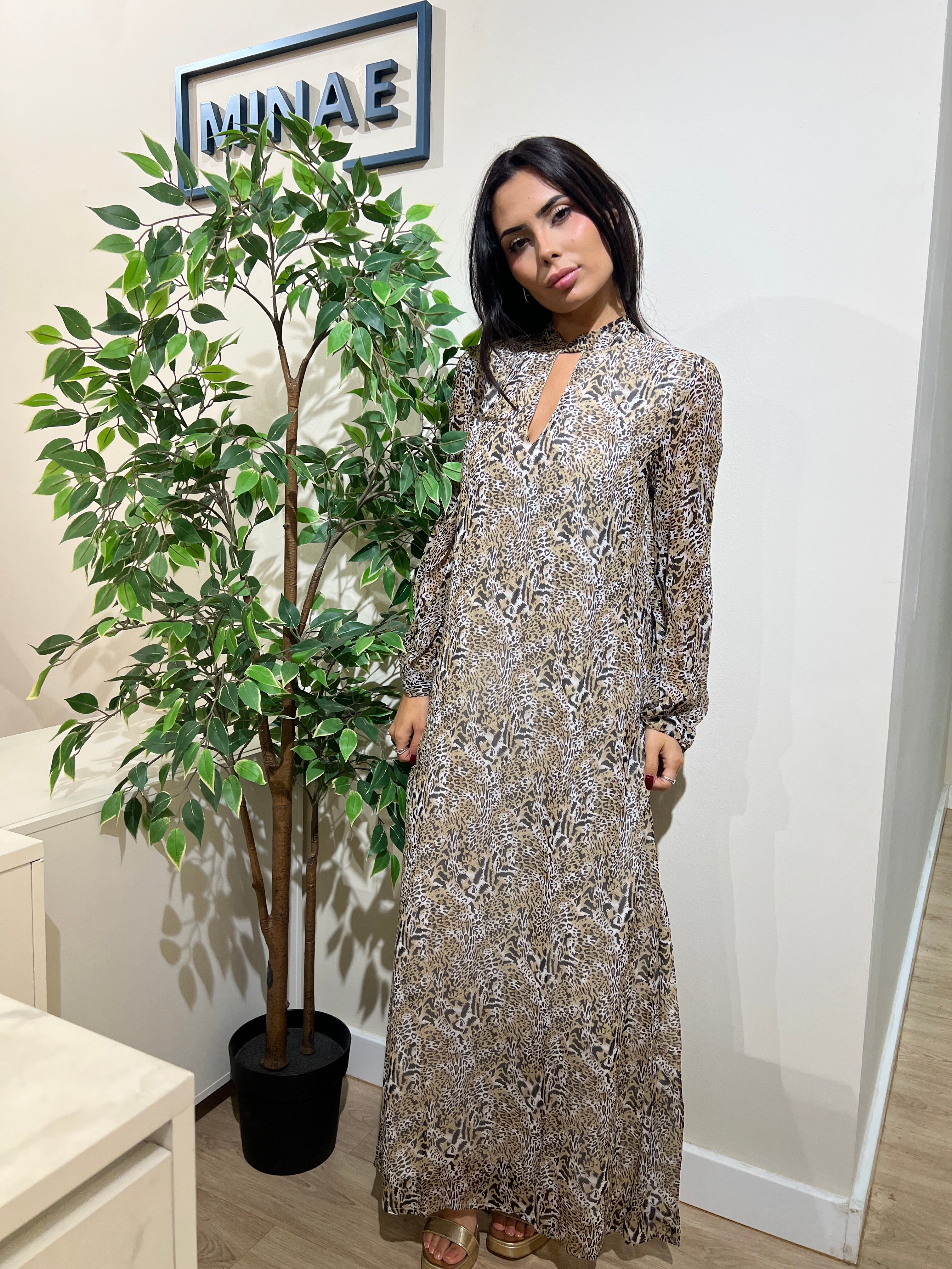 Vestido Casandra leopardo marrón