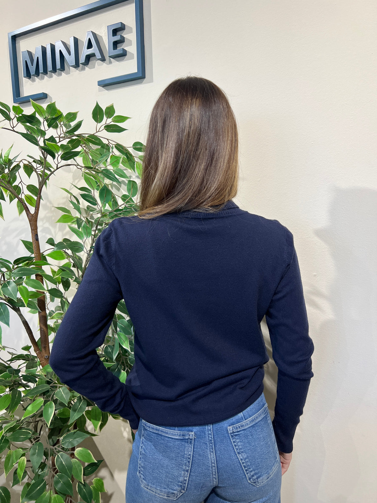 Jersey cuello vuelto azul