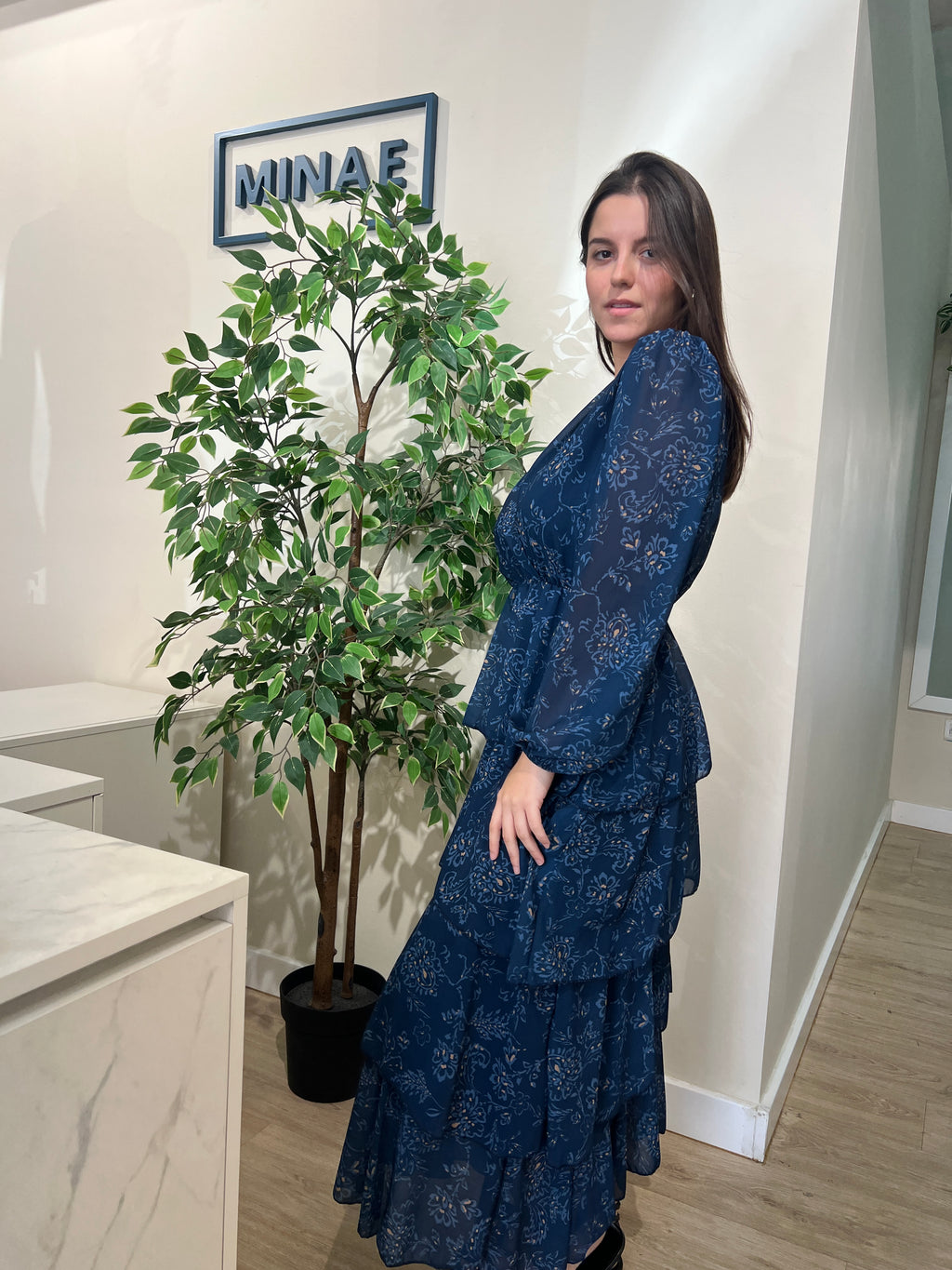 Vestido volantes azul